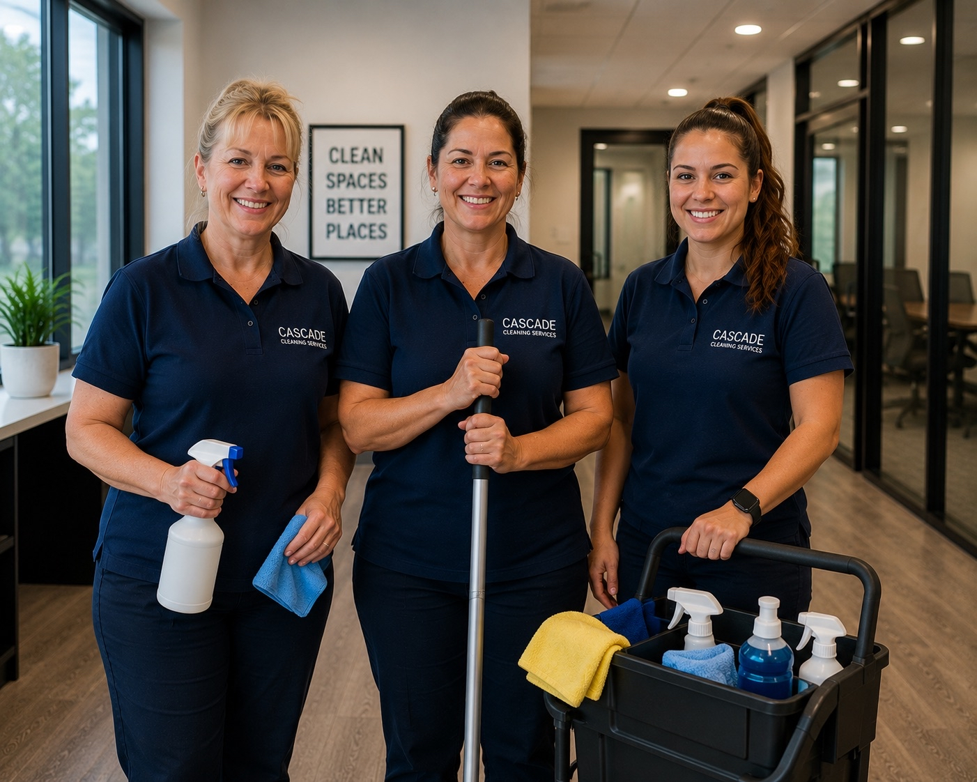 The Cascade Cleaning Services team in their San Diego office